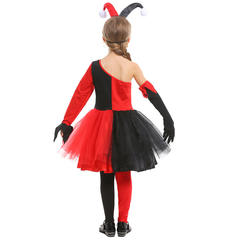 Girl Joker Costume with Tulle Skirt and Masked Accessories Chichicherry