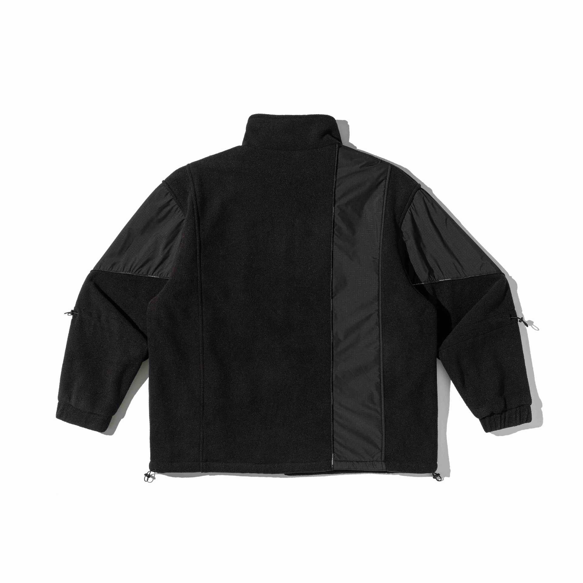Unisex Short Cut Technical Fleece Utility Jacket with High Stand-Up Collar and Multifunctional Pockets Chichicherry