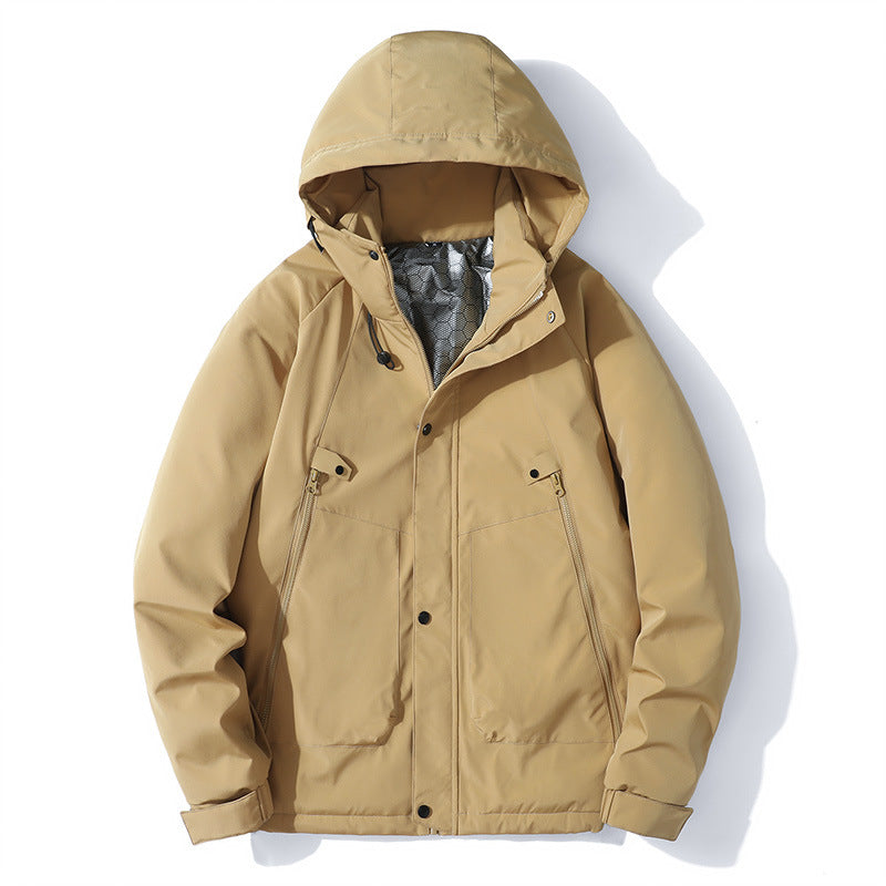 Men's Lightweight Hooded Jacket made of Softshell with Thermal Lining and Minimalist Zip Pockets Chichicherry