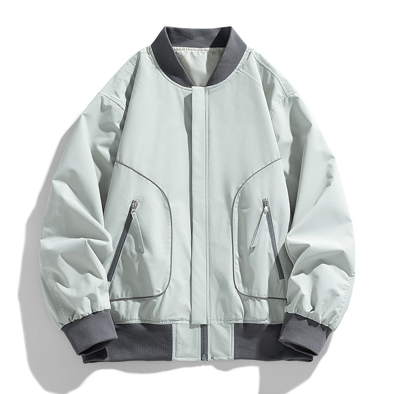 Men's Lightweight Oversized Bomber Jacket with Water-Repellent Outer Shell and Contrasting Ribbed Cuffs Chichicherry