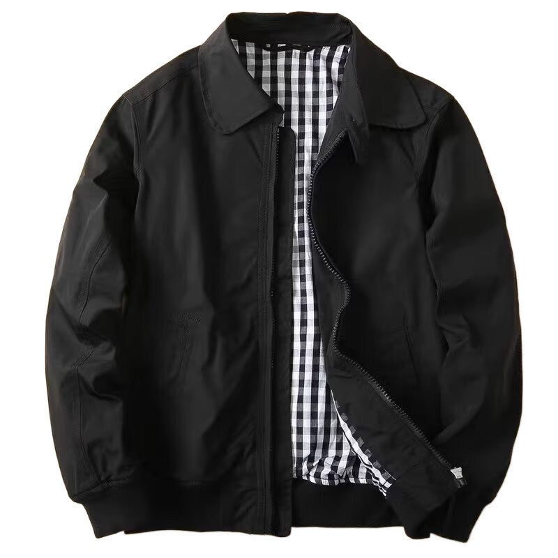 Herren Schlanke Harrington-Jacke im Bomberstil mit Hemdkragen und geripptem Saum Chichicherry