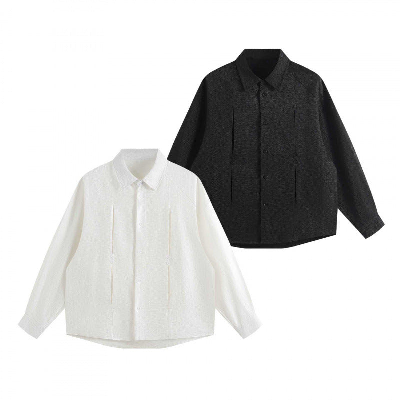 Women Oversized Textured Shirt with Concealed Button Placket and Boxy Silhouette Chichicherry