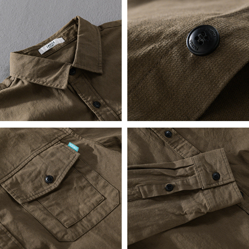 Men's vintage-inspired worker overshirt made of cotton blend with chest flap and relaxed fit Chichicherry