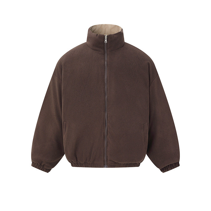 Unisex Reversible Boxy Jacket with Quilted Outer and Fleece Inner Side Chichicherry
