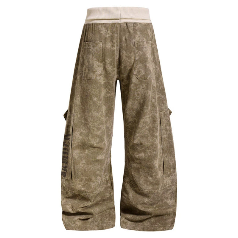 Women's Wide Cargo Culotte Pants with High Ribbed Waistband and Utility Pockets Chichicherry