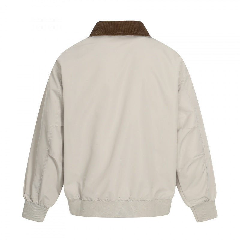 Men's Harrington jacket with corduroy collar, ribbed hem and discreet front zipper Chichicherry