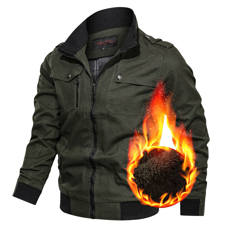 Men's Canvas Field Blouson with warming Teddy fleece lining, shoulder epaulettes, and ribbed cuffs Chichicherry