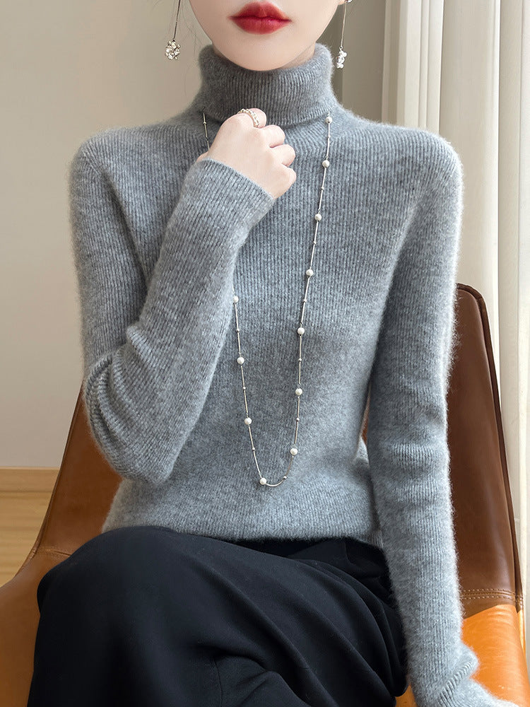 Ladies Slim Fit Fine Knit Roll Neck Sweater with Extra Fine Plush Finish Chichicherry