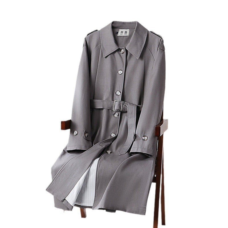 Men's long-cut trench coat with a fitted belt and decorative shoulder straps Chichicherry