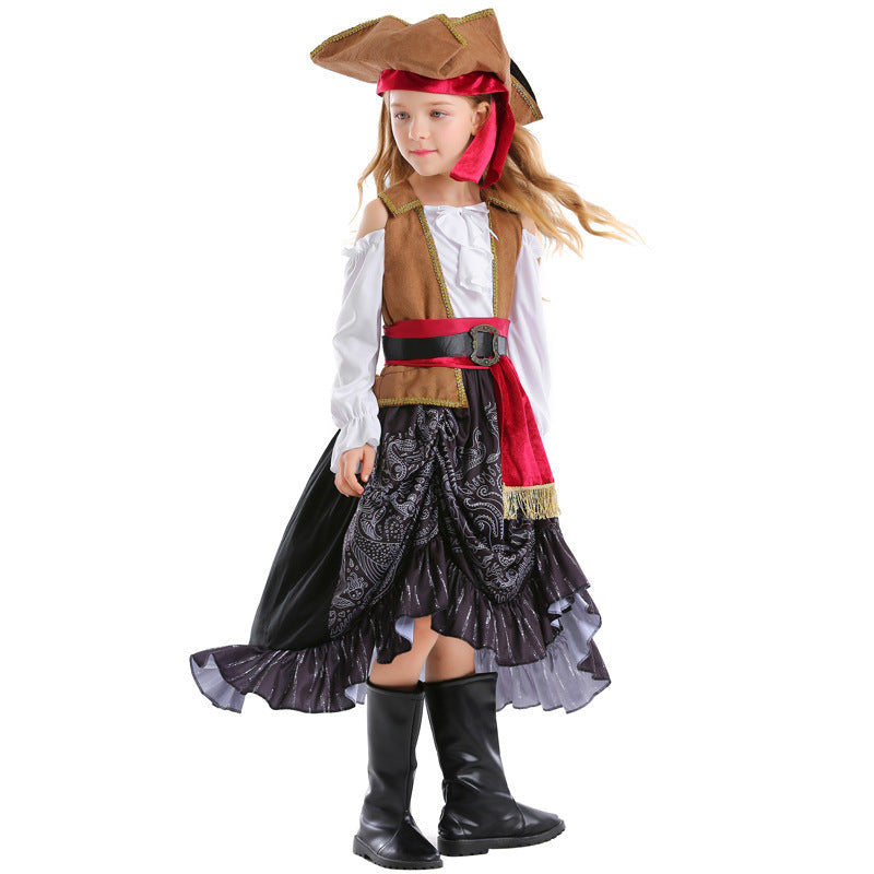 Girl Pirate Costume with Authentic Accessories and Swinging Skirt Chichicherry