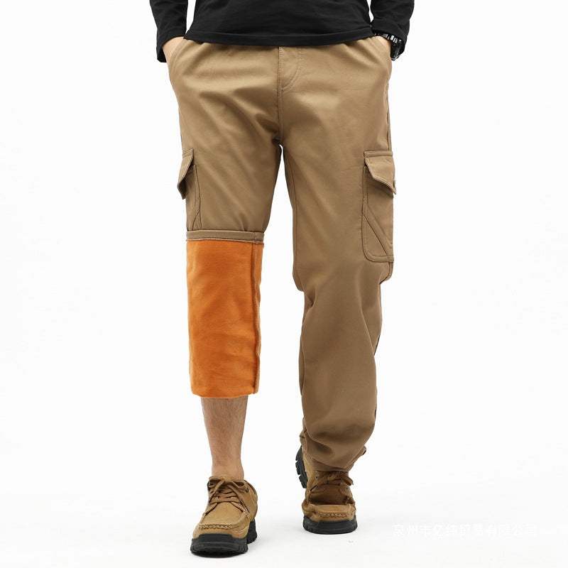 Men's Technical Cargo Pants with Thermal Lining, Inseam, Patch Pockets & Adjustable Hem Chichicherry