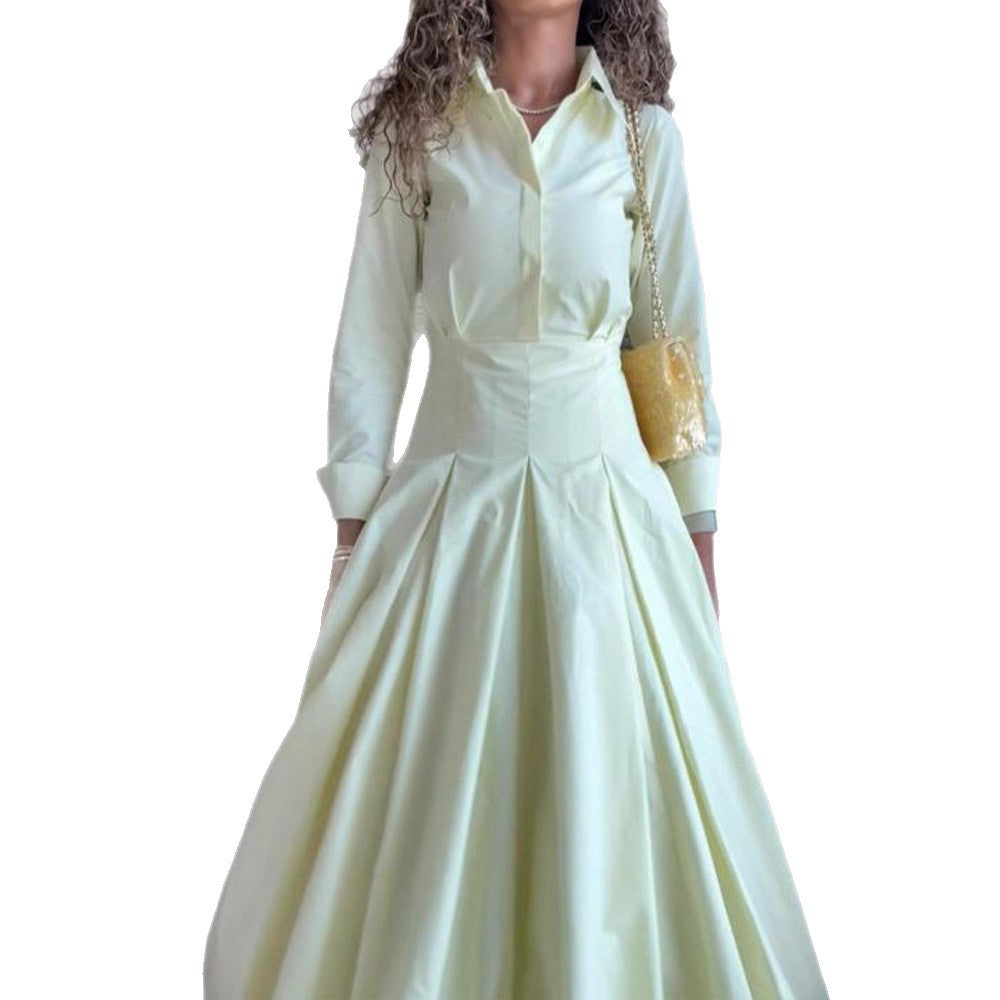 Women's shirt dress with tailored corset fit and wide pleated skirt Chichicherry