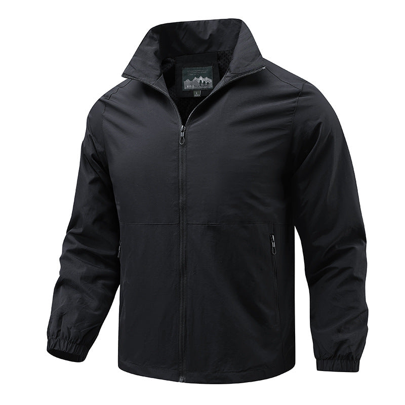 Men's lightweight windproof transitional jacket with high collar and zipper Chichicherry
