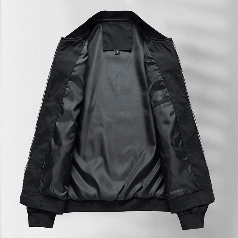 Men's simple Slim-Fit zip bomber jacket with stand-up collar, tonal seam details and elastic cuffs