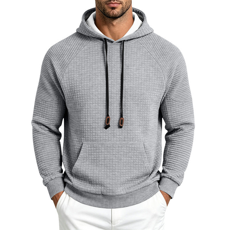 Men's Thermal Waffle Hoodie with Raglan Sleeves and Kangaroo Pocket Chichicherry