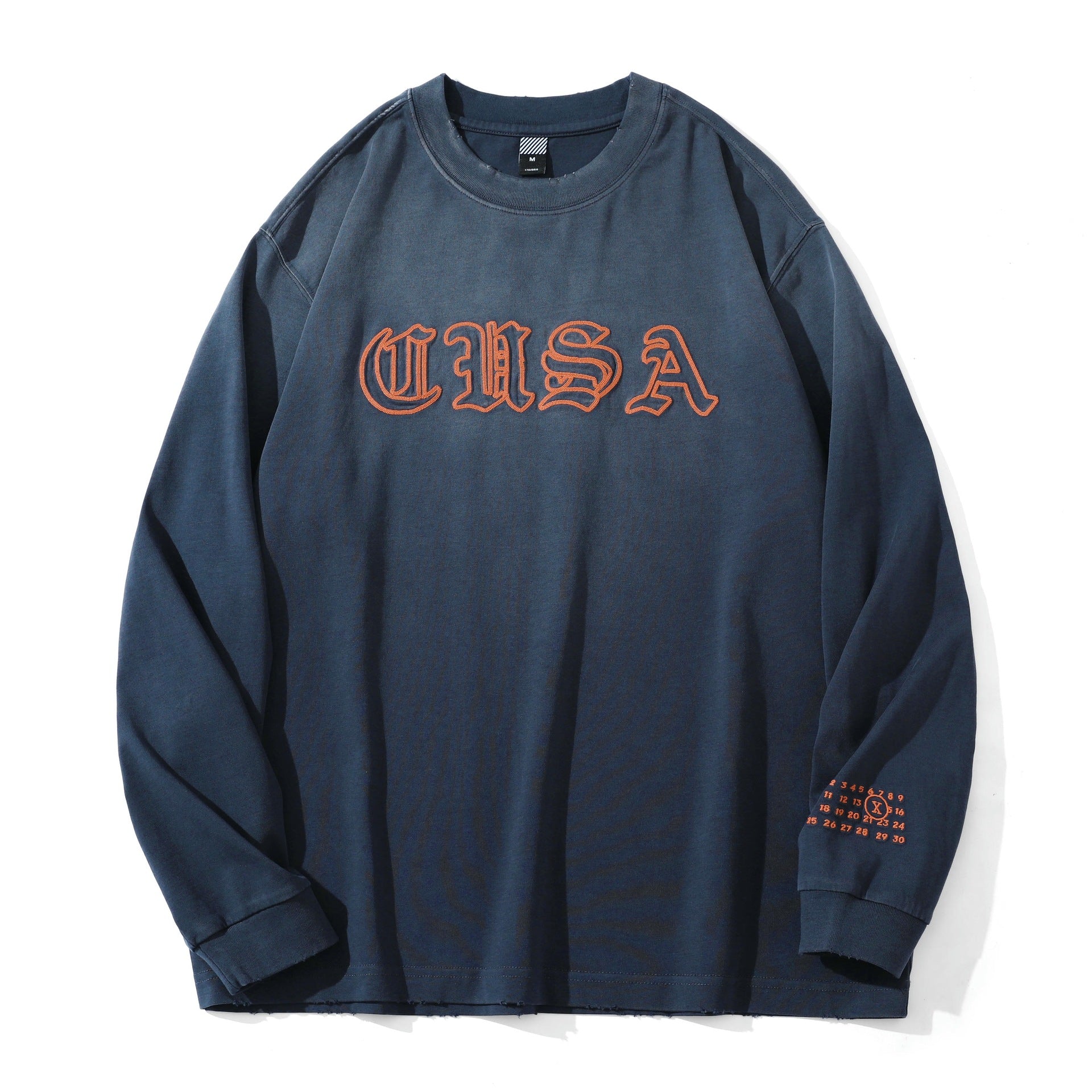 Unisex Oversize Sweatshirt with Vintage Old Script Embroidery Chichicherry