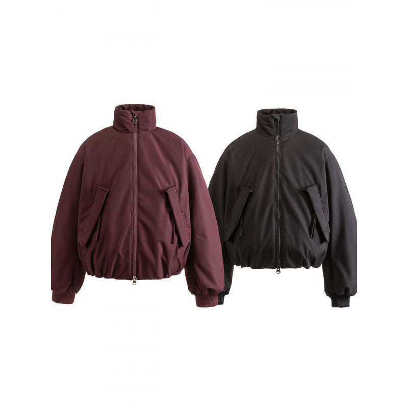 Unisex Boxy quilted bomber jacket with high stand-up collar and flap pockets Chichicherry