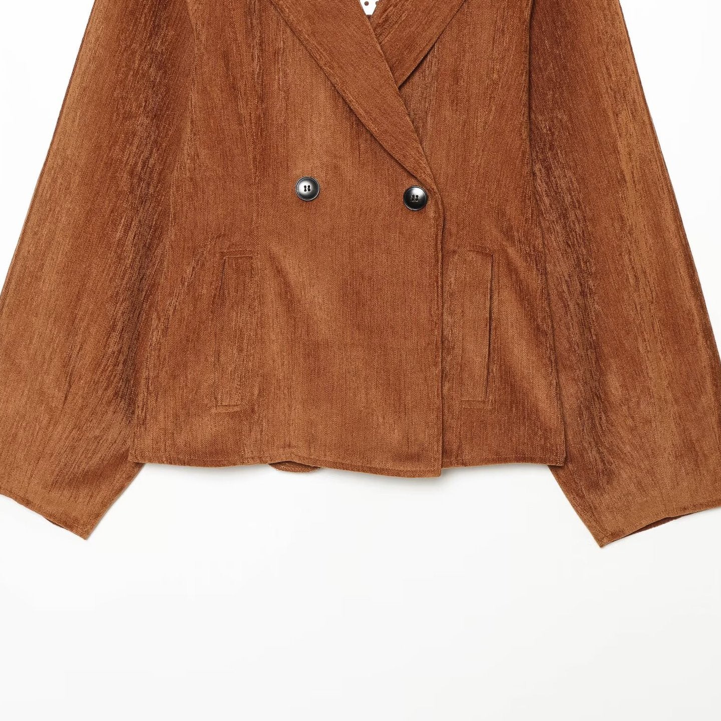 Women’s Short Blazer with Shawl Collar and Double-Breasted Button Placket Chichicherry
