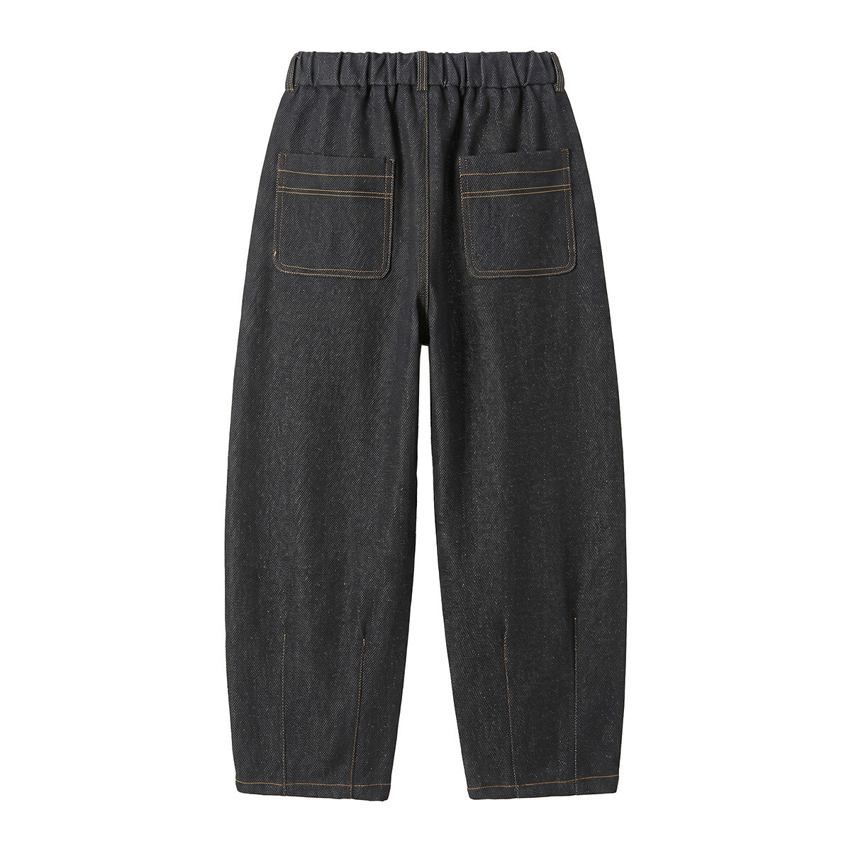 Women High-Waisted Relaxed Jeans with Pleats, Seams, and Elastic Back Waistband Chichicherry