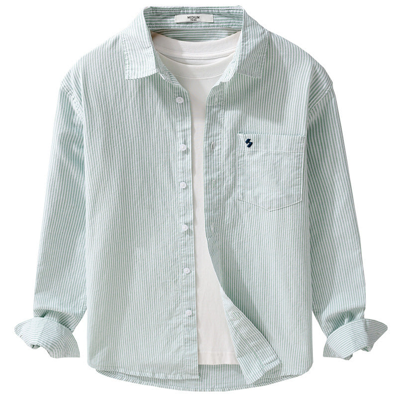 Men's Lightweight Seersucker Relaxed Shirt in Shirt Jacket Cut with Chest Pocket and Kent Collar Chichicherry