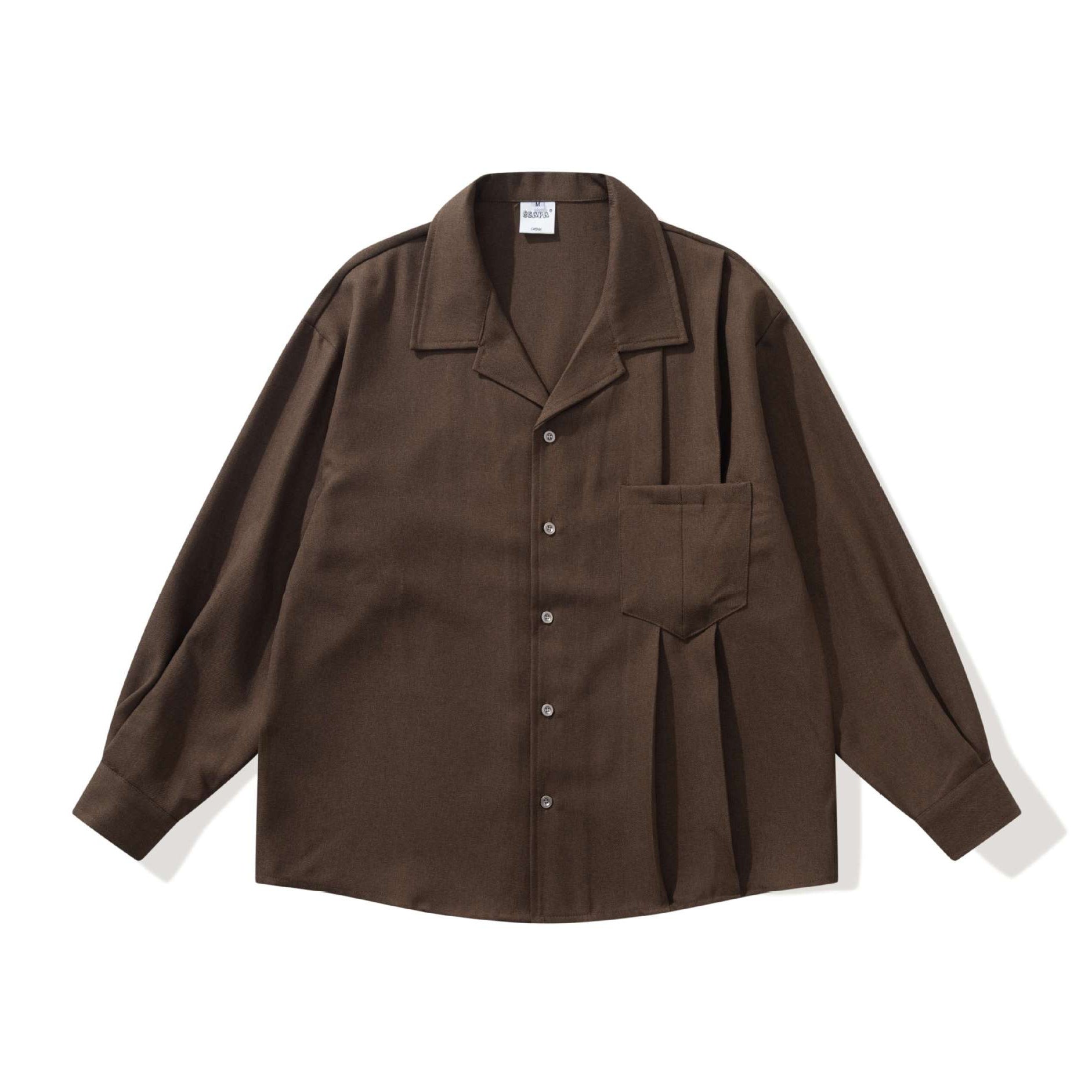Unisex Oversize Shirt Jacket with Open Notch Collar and Chest Pocket Chichicherry