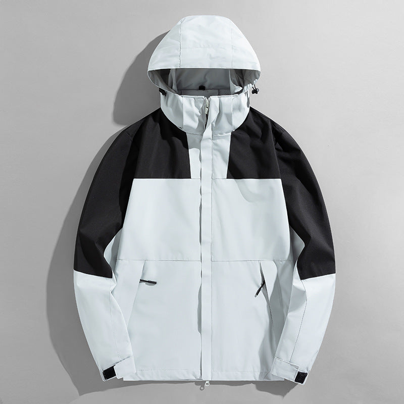 Men's lightweight two-tone softshell outdoor jacket with hood, wind and water-repellent shell and zippered pockets Chichicherry