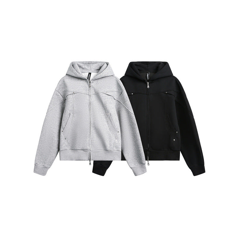 Unisex Oversize Hoodie Sweat Jacket with Two-Way Zipper Chichicherry
