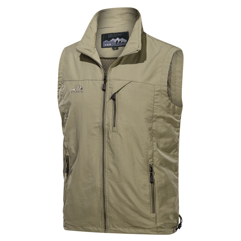 Men's Lightweight Multifunctional Outdoor Vest with Zipper, Chest and Side Pockets Chichicherry