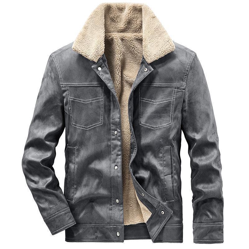 Men's pilot jacket in suede look with Sherpa lining and quilted details Chichicherry