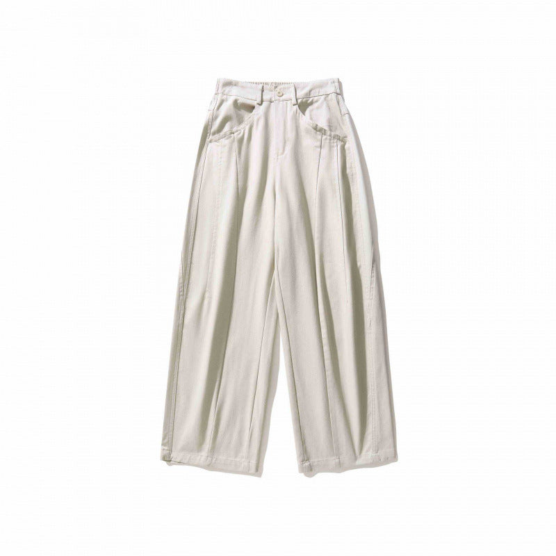 Ladies Wide Pleated Trousers with High Waist and Straight Wide Leg Chichicherry