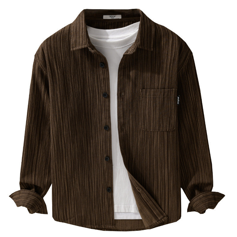Men's cord overshirt with fine striped texture and attached chest pocket Chichicherry