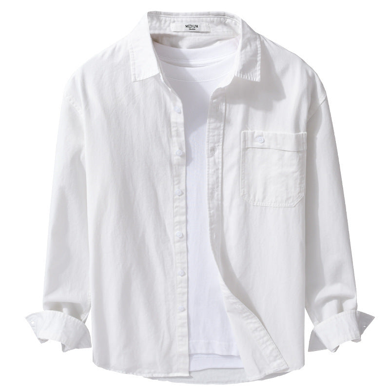 Men's Casual Layering Shirt Jacket made of lightweight cotton twill with patch chest pocket Chichicherry