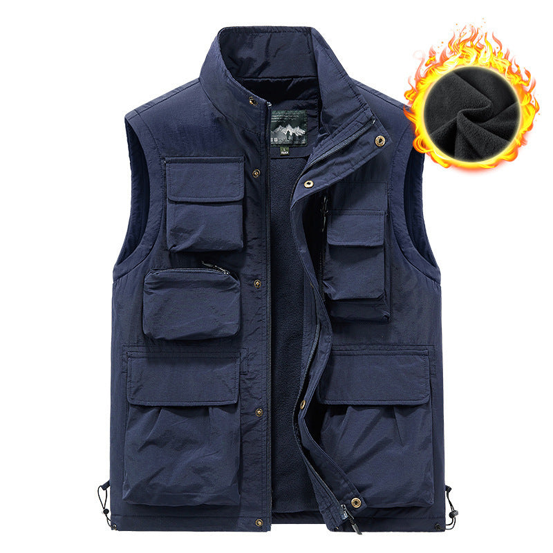 Men's multifunctional outdoor vest with teddy fleece lining and numerous pockets Chichicherry