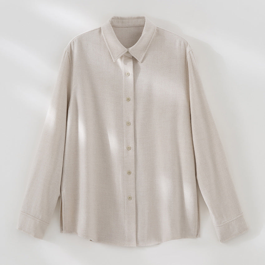 Women's Light Oversized Shirt Blouse made of Structured Jersey with Kent Collar Chichicherry