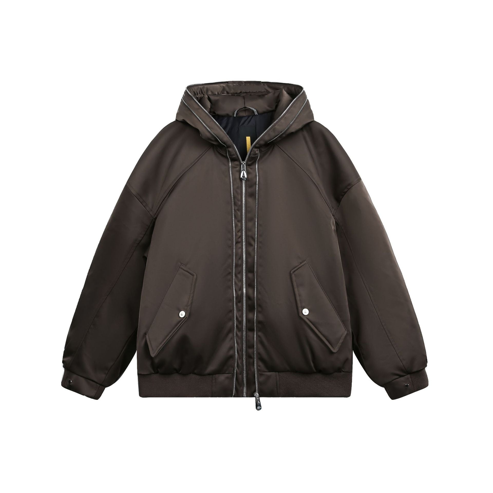 Men's Padded Oversized Bomber Jacket with Hood and Double Zipper Chichicherry
