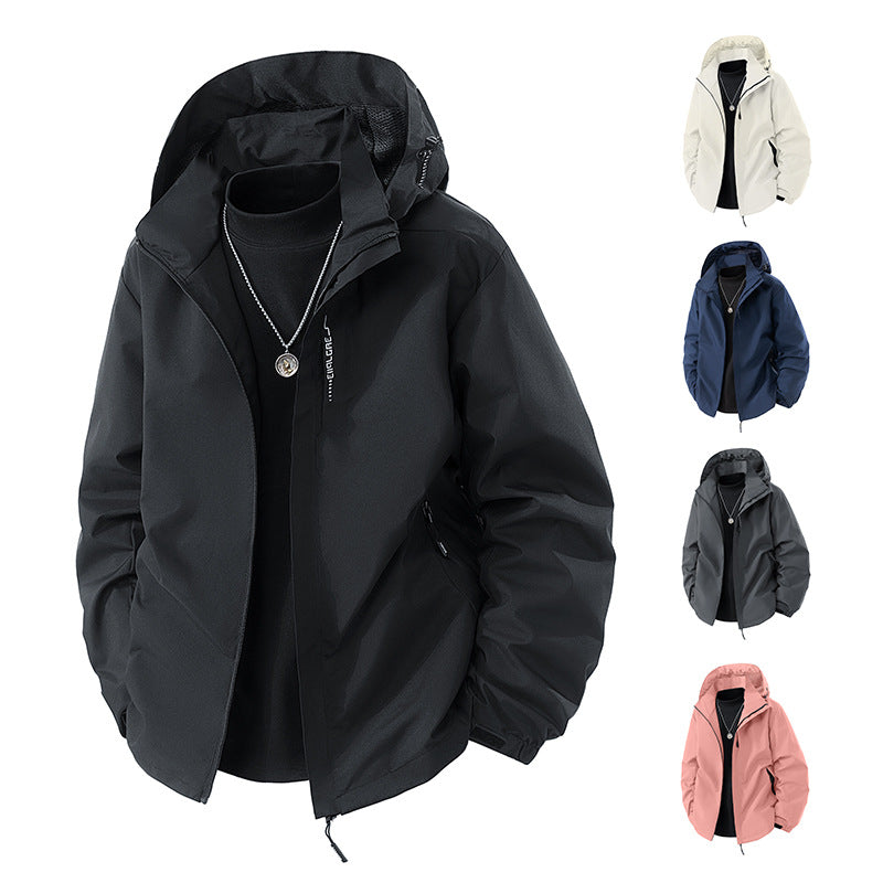 Men's Water-Repellent Outdoor Jacket with Hood, Windproof Membrane and Adjustable Hem Chichicherry