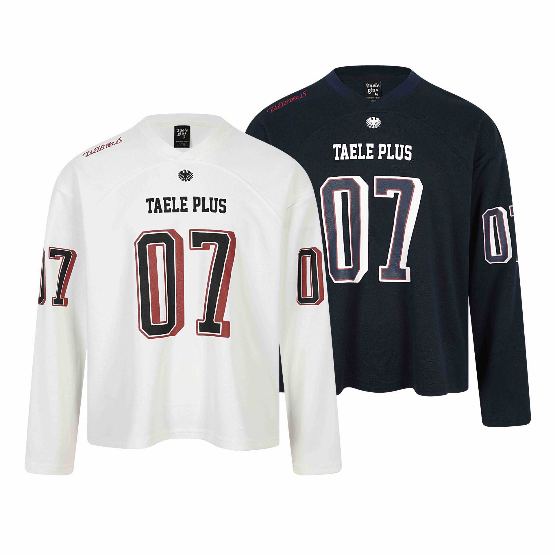 Unisex Sporty Oversized Hockey Jersey with Mesh Structure, Number Print and V Notch Collar Chichicherry