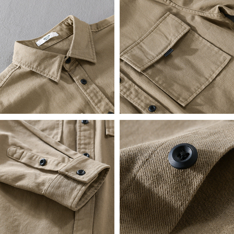 Men's shirt jacket made of sturdy cotton twill with two chest flaps and relaxed fit Chichicherry