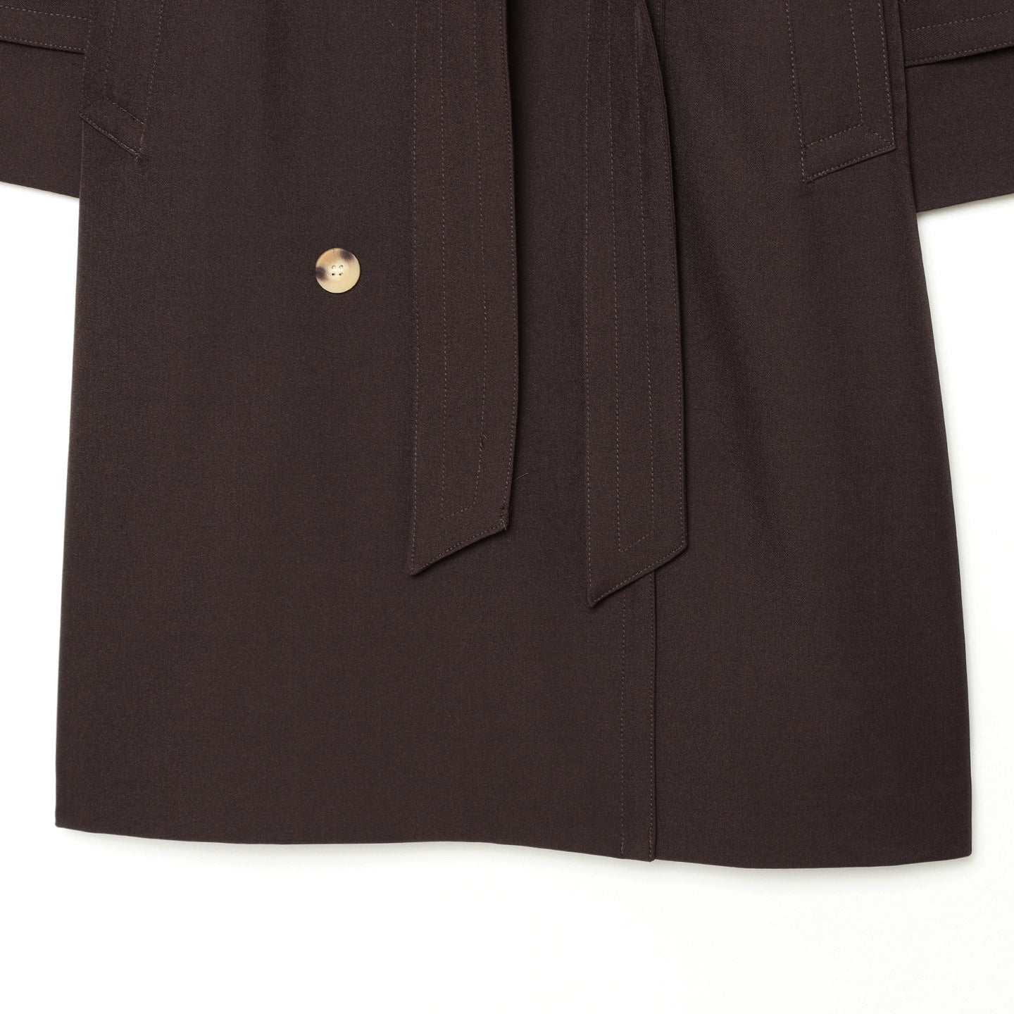 Women Mid-length Double-breasted Trench Coat with Wide Lapels and Waist Tie Belt Chichicherry