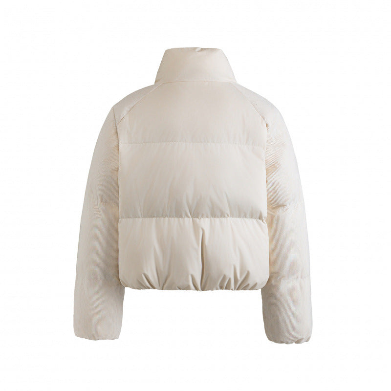 Women's short padded jacket with cord sleeves and high stand-up collar Chichicherry