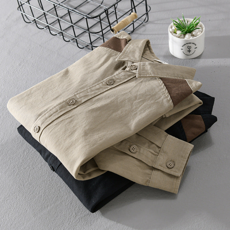 Men's overshirt with contrast yoke and loose fit made of cotton blend Chichicherry