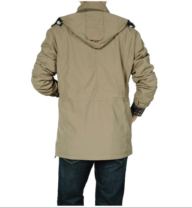 Men's Multifunctional Field Jacket in Utility Design with Hood and Multiple Pockets Chichicherry