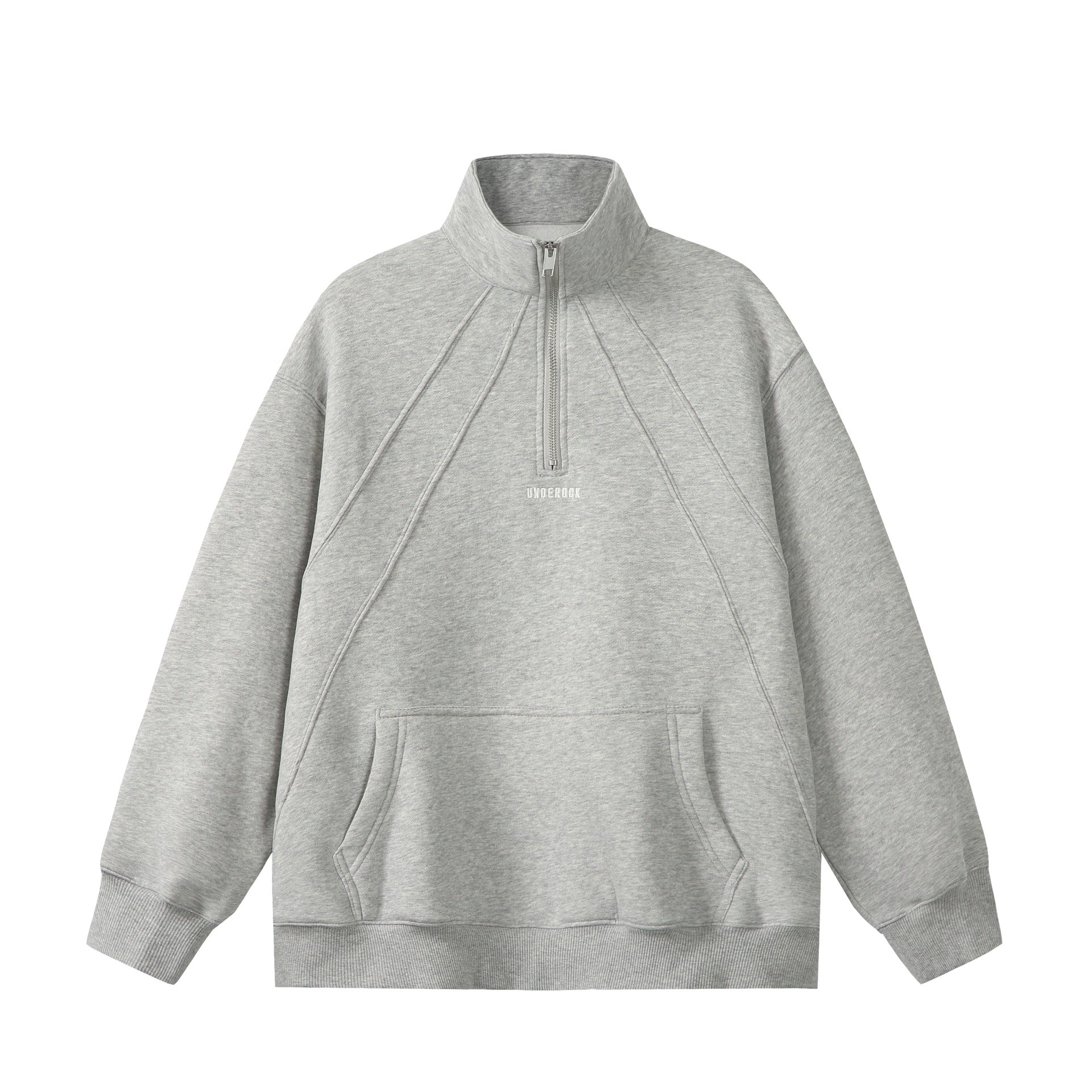 Unisex Oversize Sweatshirt with Half Zip, High Funnel Neck and Kangaroo Pocket Chichicherry