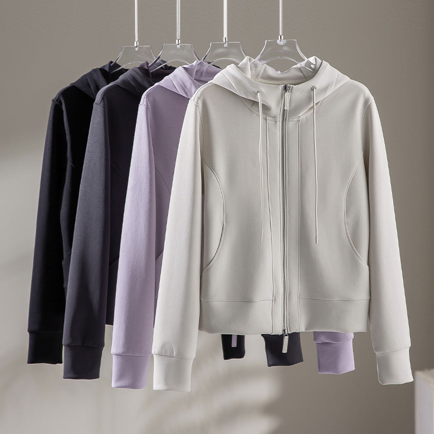 Women's Lightweight Hooded Jacket made of fine terry with tailored silhouette and two-way zipper Chichicherry