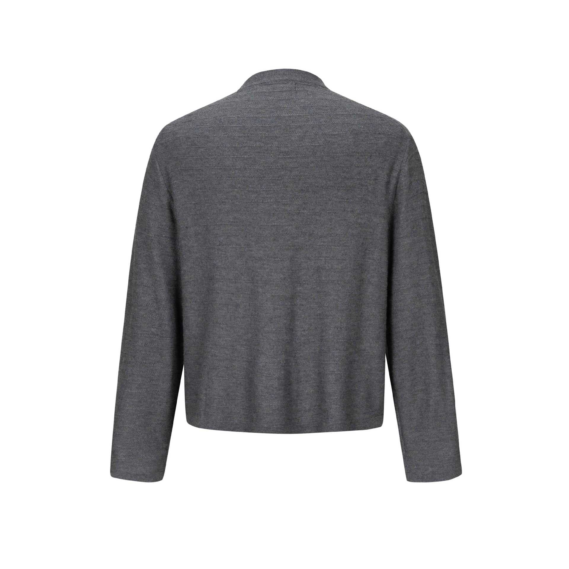 Unisex fine knit crew neck pullover with fine vertical texture and straight hem Chichicherry