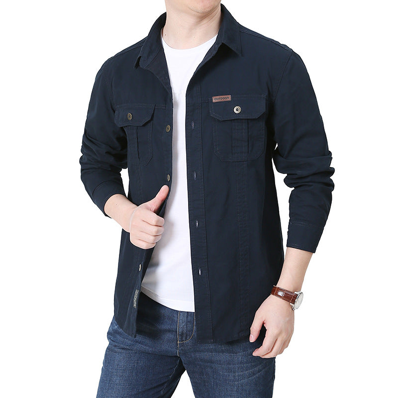 Men's robust overshirt made of cotton canvas with chest flap pockets Chichicherry
