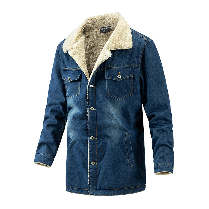 Men's Padded Denim Jacket with Sherpa Lining and Extended Outdoor Cut Chichicherry