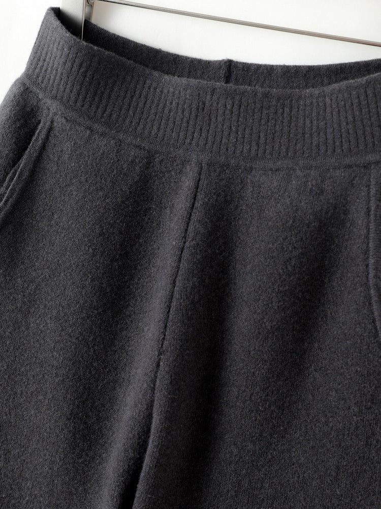 Women's High-Waisted Knit Pants with Cashmere-like Feel and Tapered Leg Chichicherry