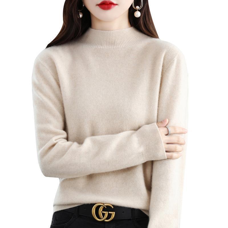 Women's Ultra-Light Mock Neck Fine Knit Sweater in Cashmere Look Chichicherry