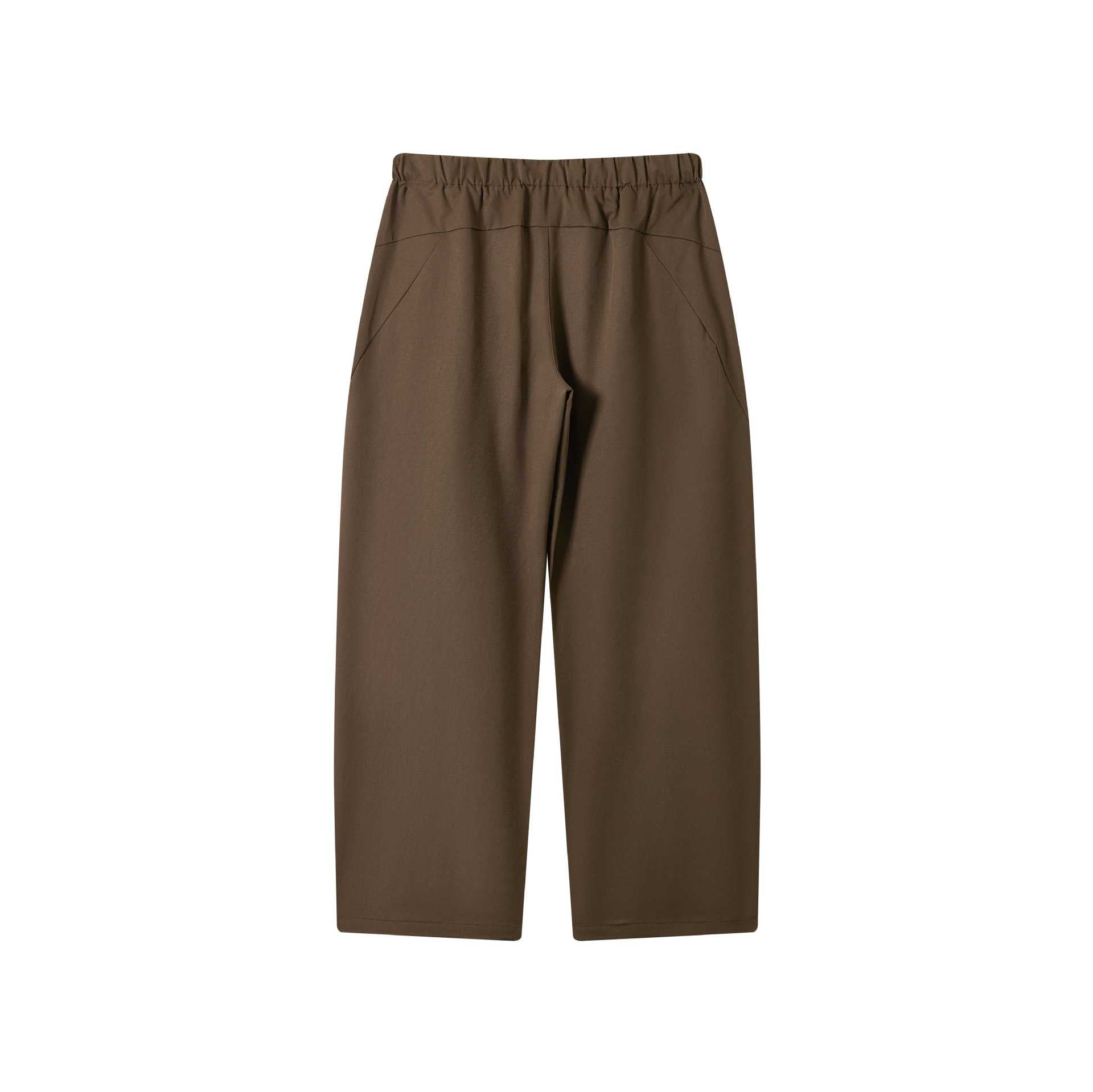 Women's High-Waisted Cropped Pants with Elastic Waistband and Distinctive Seaming